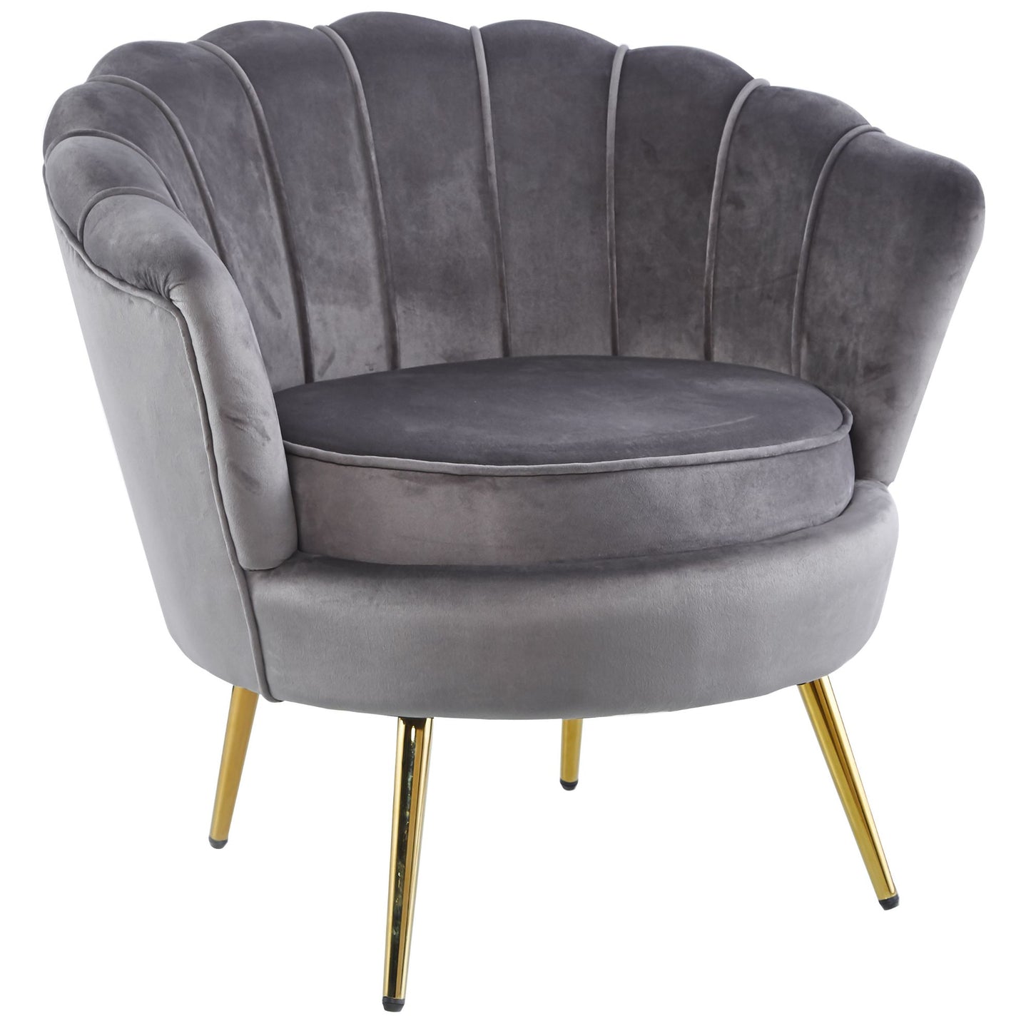 Bloomer Velvet Fabric Accent Sofa Love Chair Round Ottoman Set - Grey - Cosy Abode