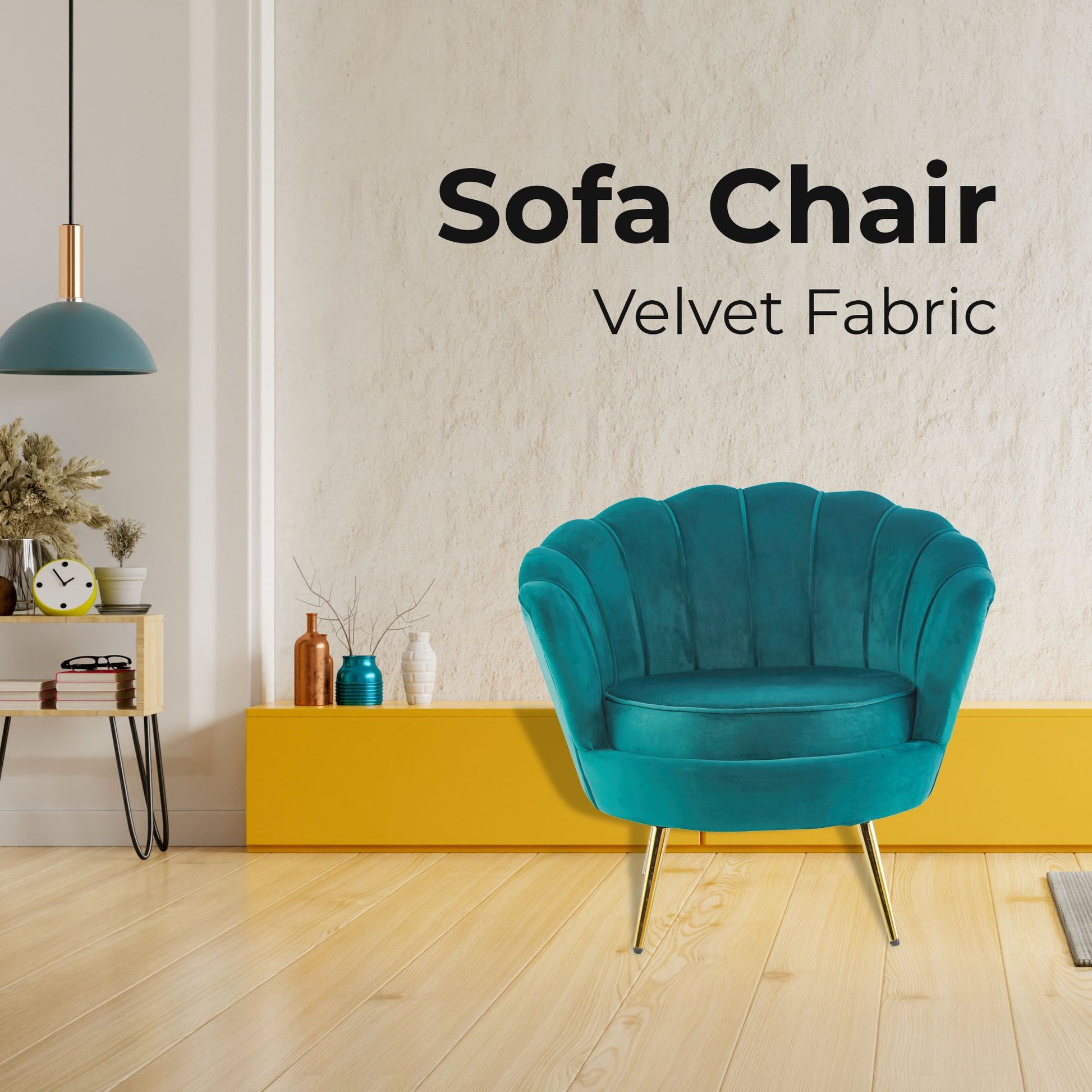 Bloomer Velvet Fabric Accent Sofa Love Chair Round Ottoman Set - Green - Cosy Abode