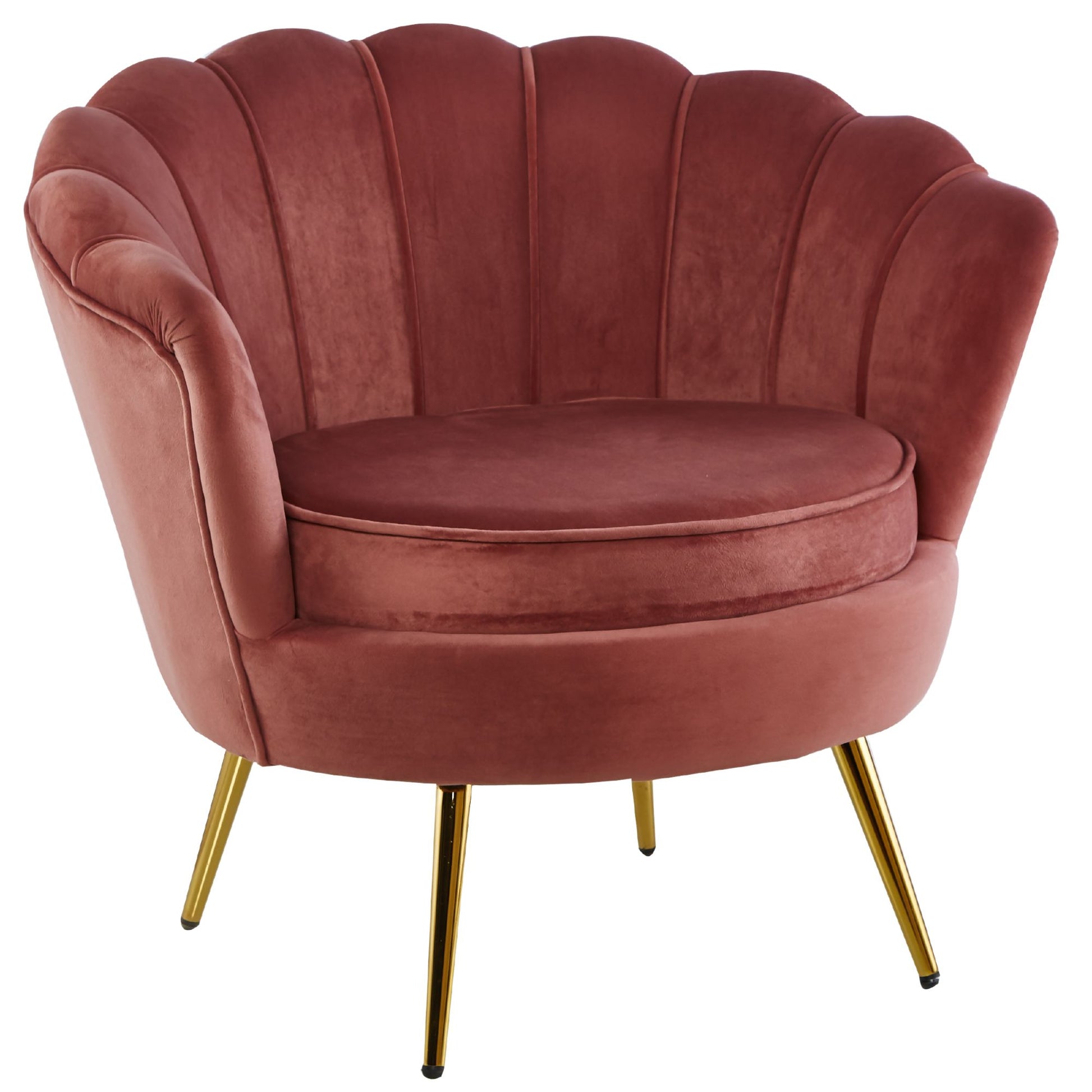 Bloomer Velvet Fabric Accent Sofa Love Chair Round Ottoman Set - Rose Pink - Cosy Abode