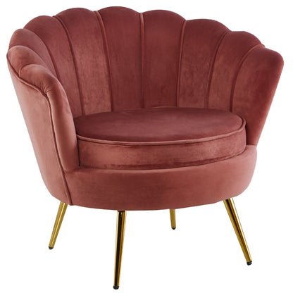 Bloomer Velvet Fabric Accent Sofa Love Chair Round Ottoman Set - Rose Pink - Cosy Abode