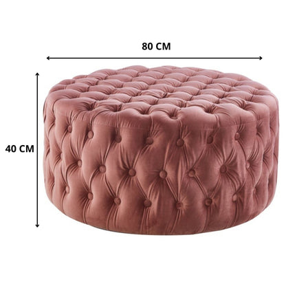 Bloomer Velvet Fabric Accent Sofa Love Chair Round Ottoman Set - Rose Pink - Cosy Abode