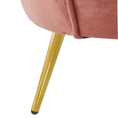 Bloomer Velvet Fabric Accent Sofa Love Chair Round Ottoman Set - Rose Pink - Cosy Abode