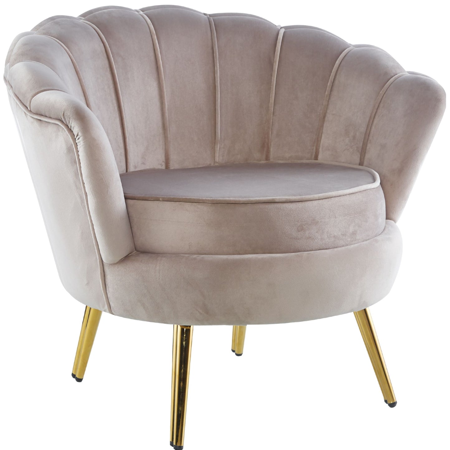 Bloomer Velvet Fabric Accent Sofa Love Chair Round Ottoman Set - Beige - Cosy Abode