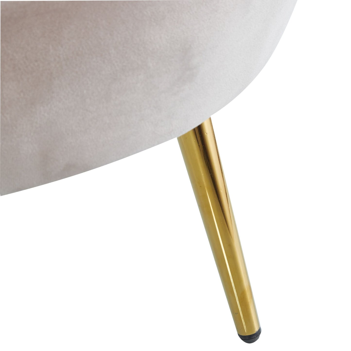 Bloomer Velvet Fabric Accent Sofa Love Chair Round Ottoman Set - Beige - Cosy Abode