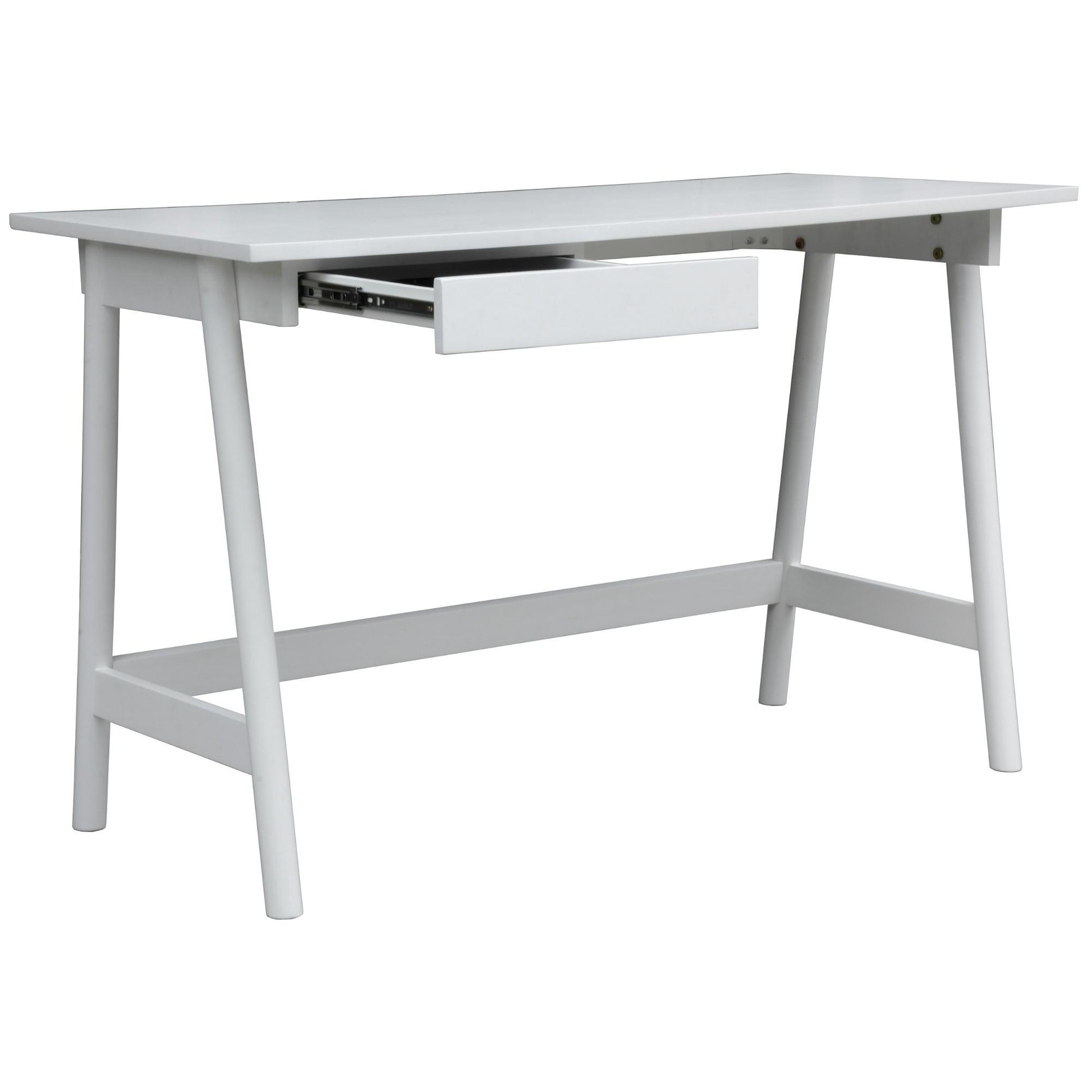 Mindil Office Desk Student Study Table Solid Wooden Timber Frame - White - Cosy Abode
