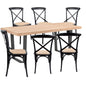 Petunia  7pc 180cm Dining Table Set 6 Cross Back Chair Elm Timber Wood Metal Leg - Cosy Abode