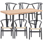 Petunia  7pc 180cm Dining Table Set 6 Wishbone Chair Elm Timber Wood Metal Leg - Cosy Abode