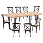 Petunia 9pc 210cm Dining Table Set 8 Cross Back Chair Elm Timber Wood Metal Leg - Cosy Abode