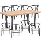Petunia  9pc 210cm Dining Table Set 8 Wishbone Chair Elm Timber Wood Metal Leg - Cosy Abode