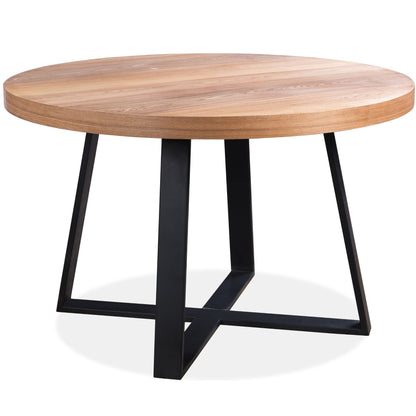 Petunia 5pc 120cm Round Breakfast Table with 4 Cross Back Chairs - Elm Timber - Cosy Abode