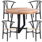 Petunia 5pc 120cm Round Breakfast Table with 4 Wishbone Chairs - Elm Timber - Cosy Abode