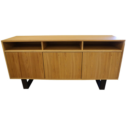 Petunia  Buffet Table 160cm 3 Door 3 Niche Elm Timber Wood Metal Leg - Natural - Cosy Abode