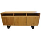 Petunia  Buffet Table 160cm 3 Door 3 Niche Elm Timber Wood Metal Leg - Natural - Cosy Abode