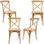 Aster Crossback Dining Chair Set of 4 Solid Birch Timber Wood Ratan Seat - Oak - Cosy Abode