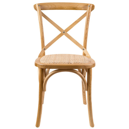 Aster Crossback Dining Chair Set of 4 Solid Birch Timber Wood Ratan Seat - Oak - Cosy Abode
