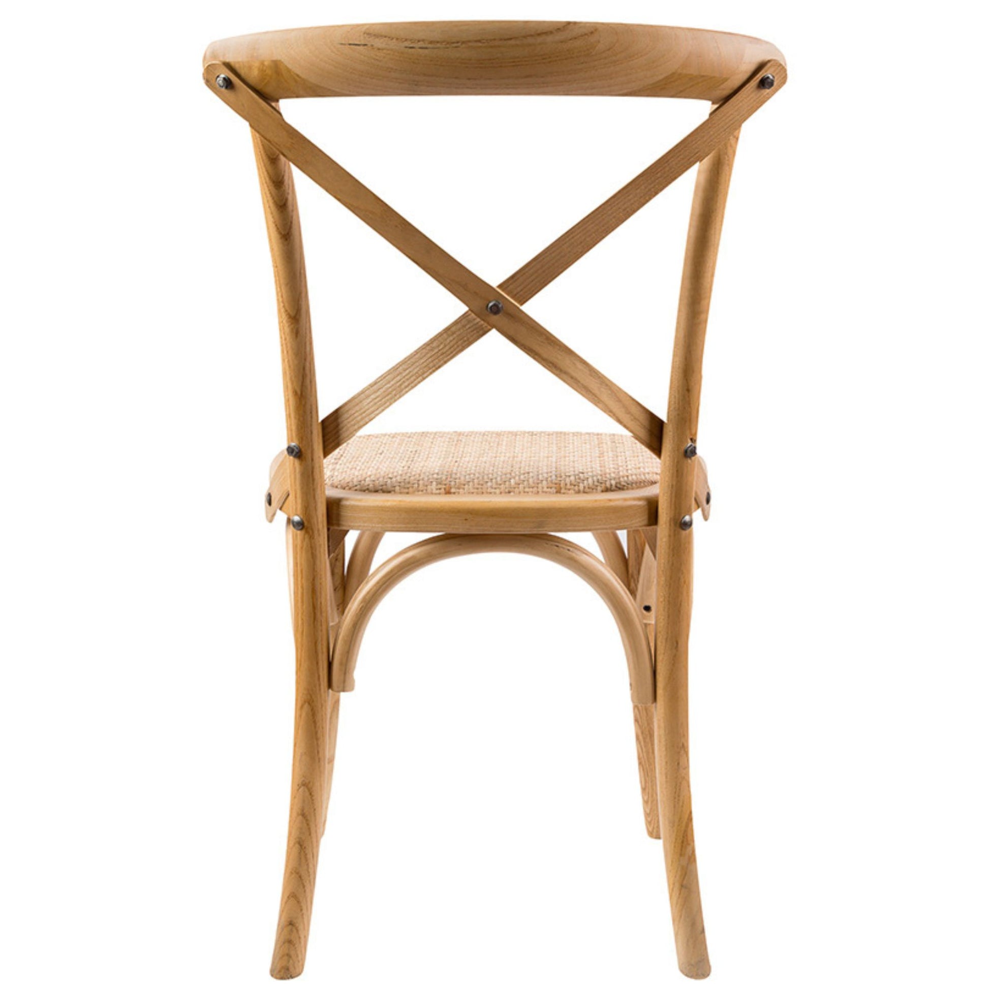 Aster Crossback Dining Chair Set of 4 Solid Birch Timber Wood Ratan Seat - Oak - Cosy Abode