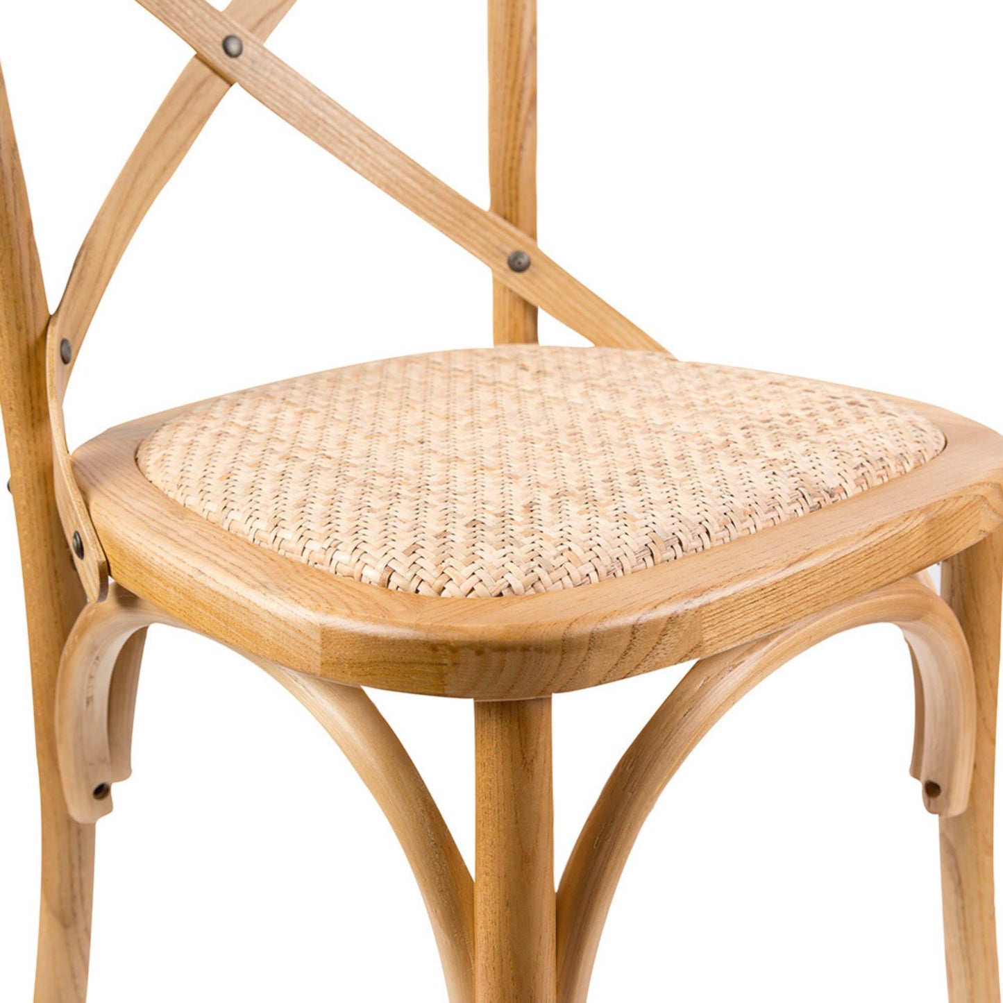 Aster Crossback Dining Chair Set of 4 Solid Birch Timber Wood Ratan Seat - Oak - Cosy Abode