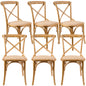 Aster Crossback Dining Chair Set of 6 Solid Birch Timber Wood Ratan Seat - Oak - Cosy Abode