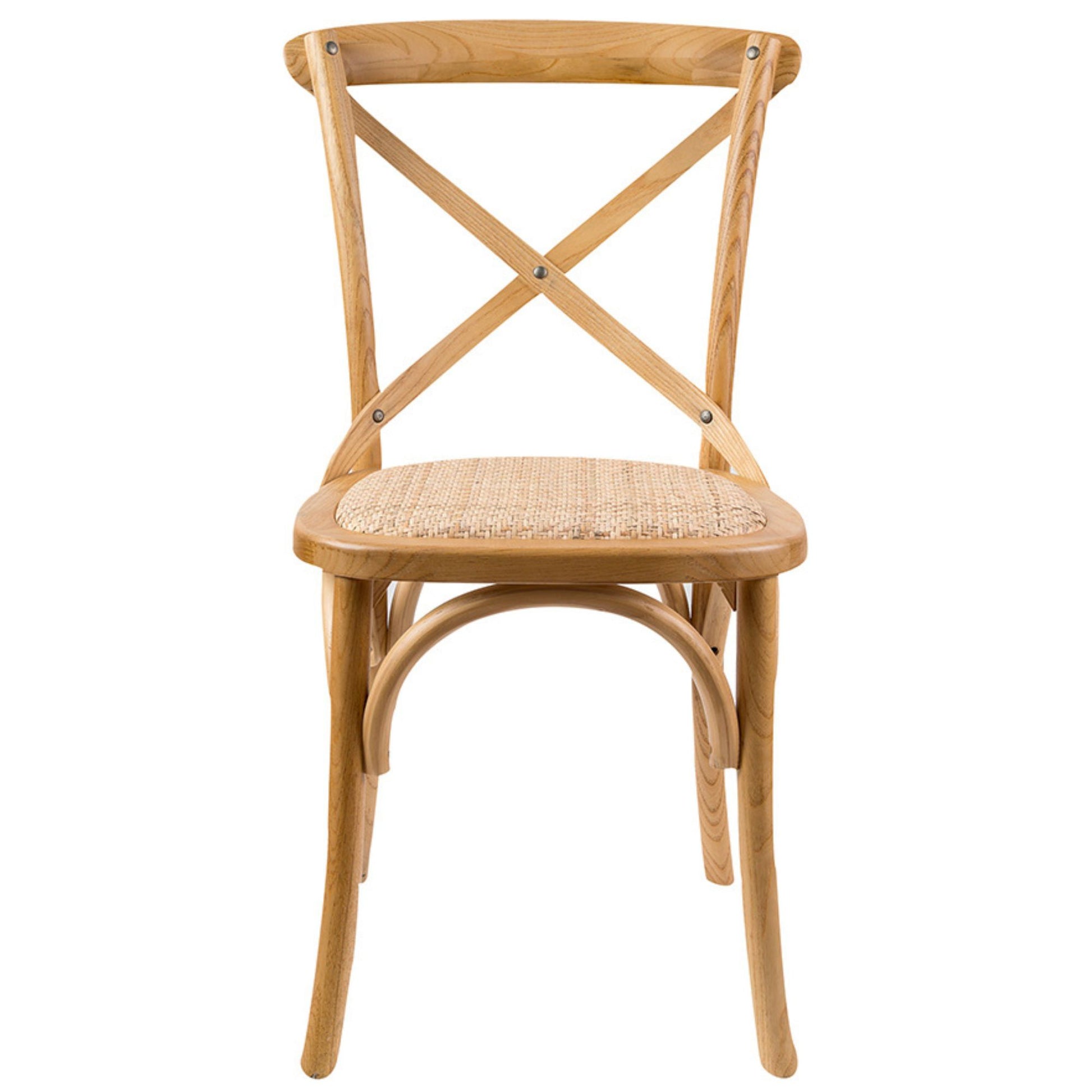 Aster Crossback Dining Chair Set of 6 Solid Birch Timber Wood Ratan Seat - Oak - Cosy Abode