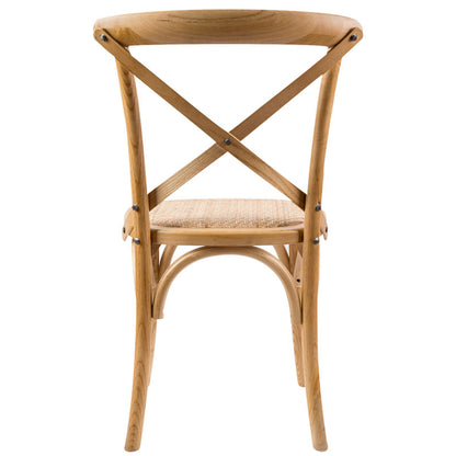Aster Crossback Dining Chair Set of 6 Solid Birch Timber Wood Ratan Seat - Oak - Cosy Abode
