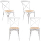 Aster Crossback Dining Chair Set of 4 Solid Birch Timber Wood Ratan Seat - White - Cosy Abode