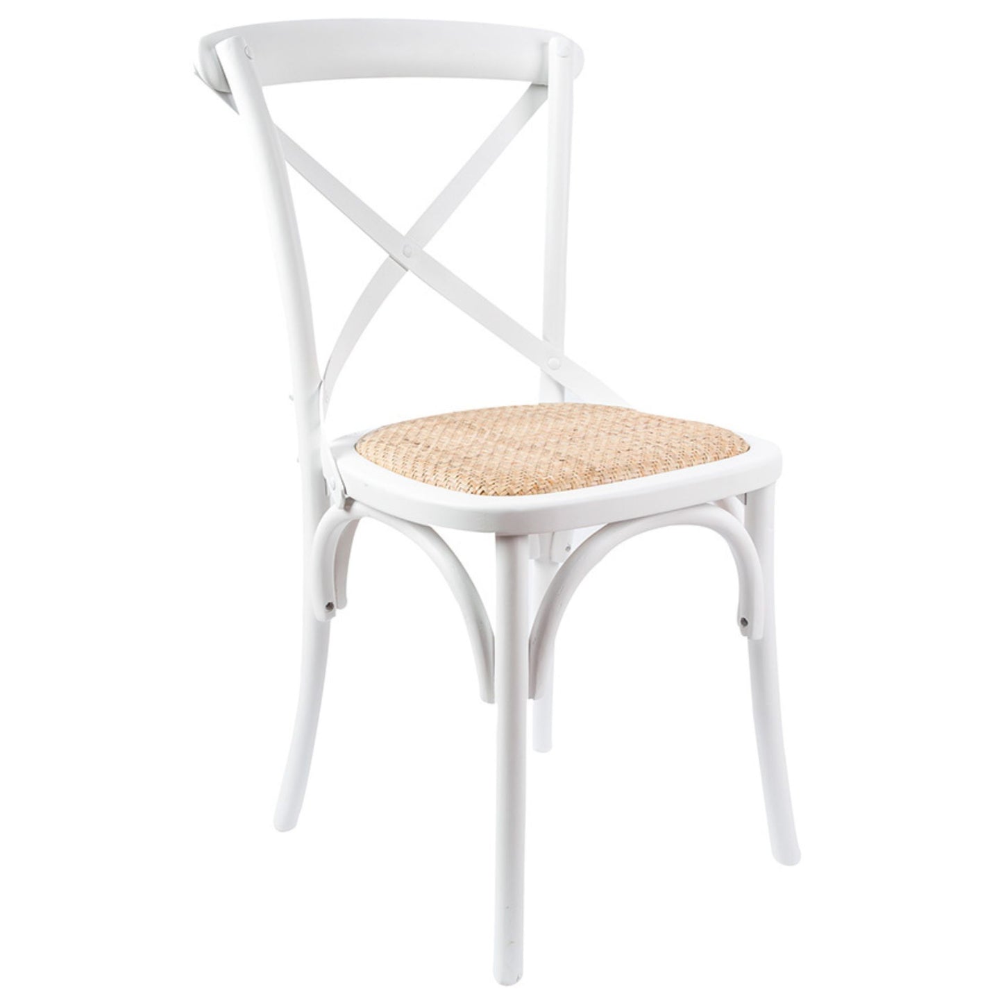 Aster Crossback Dining Chair Set of 4 Solid Birch Timber Wood Ratan Seat - White - Cosy Abode