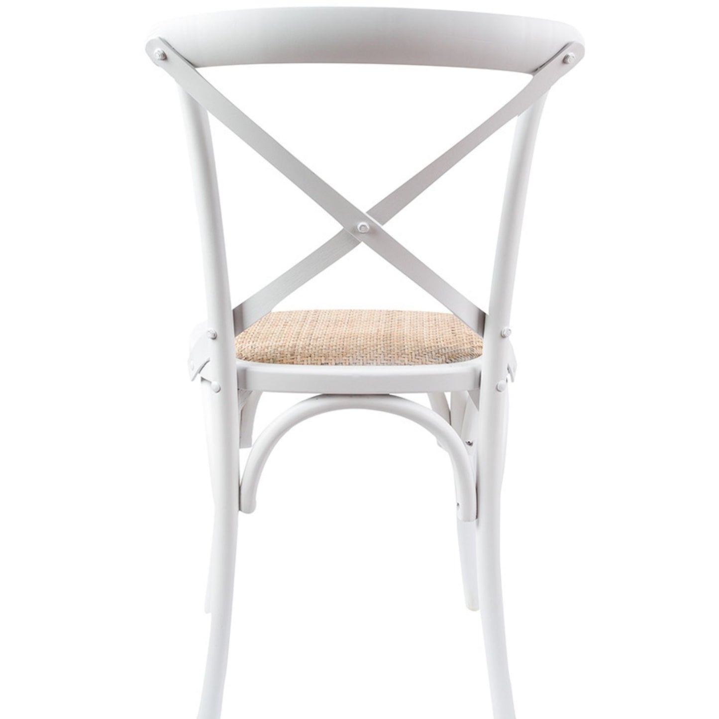 Aster Crossback Dining Chair Set of 4 Solid Birch Timber Wood Ratan Seat - White - Cosy Abode
