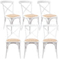 Aster Crossback Dining Chair Set of 6 Solid Birch Timber Wood Ratan Seat - White - Cosy Abode
