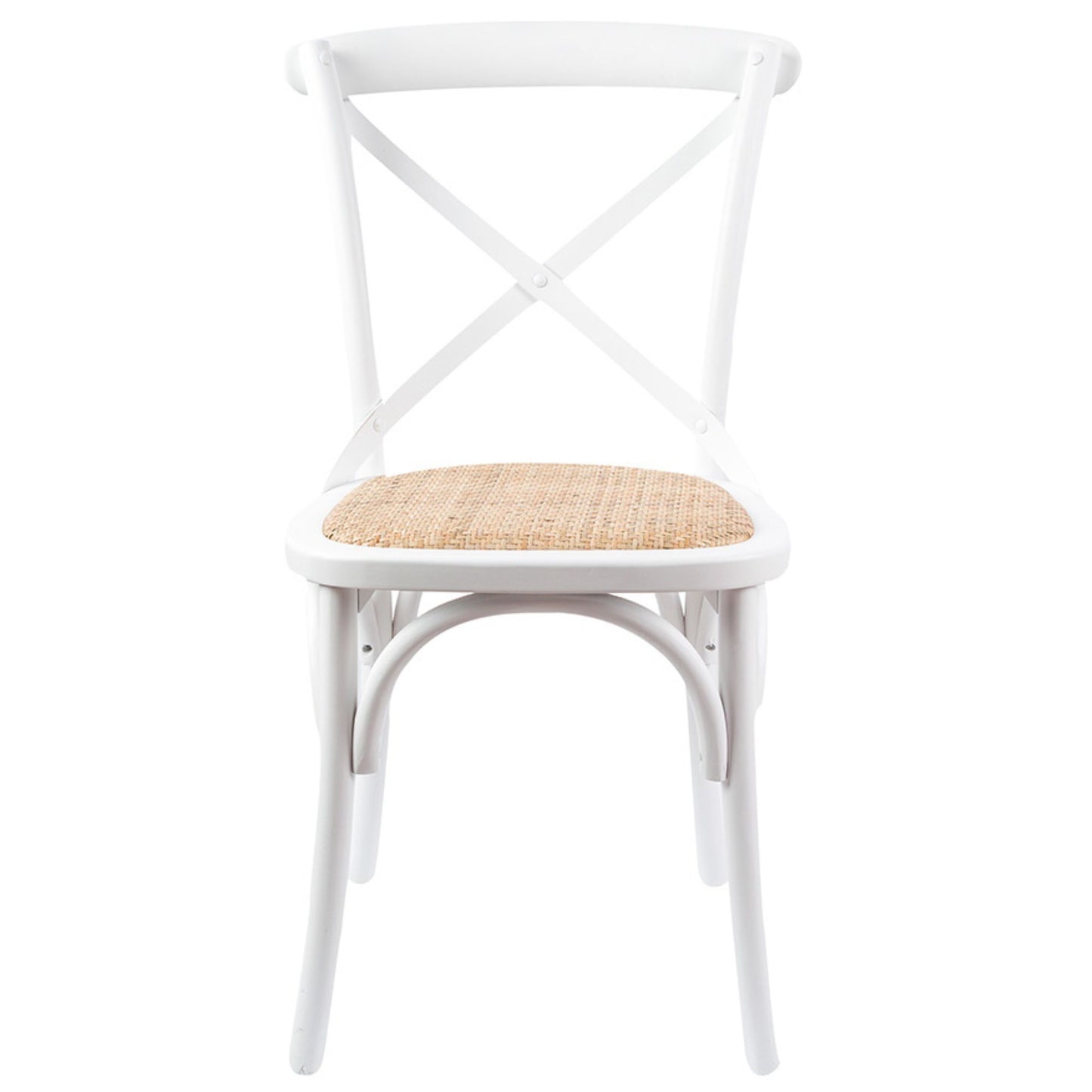 Aster Crossback Dining Chair Set of 6 Solid Birch Timber Wood Ratan Seat - White - Cosy Abode