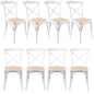 Aster Crossback Dining Chair Set of 8 Solid Birch Timber Wood Ratan Seat - White - Cosy Abode