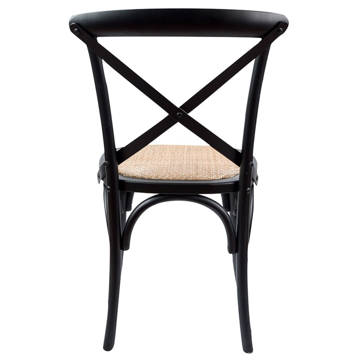 Aster Crossback Dining Chair Set of 2 Solid Birch Timber Wood Ratan Seat - Black - Cosy Abode
