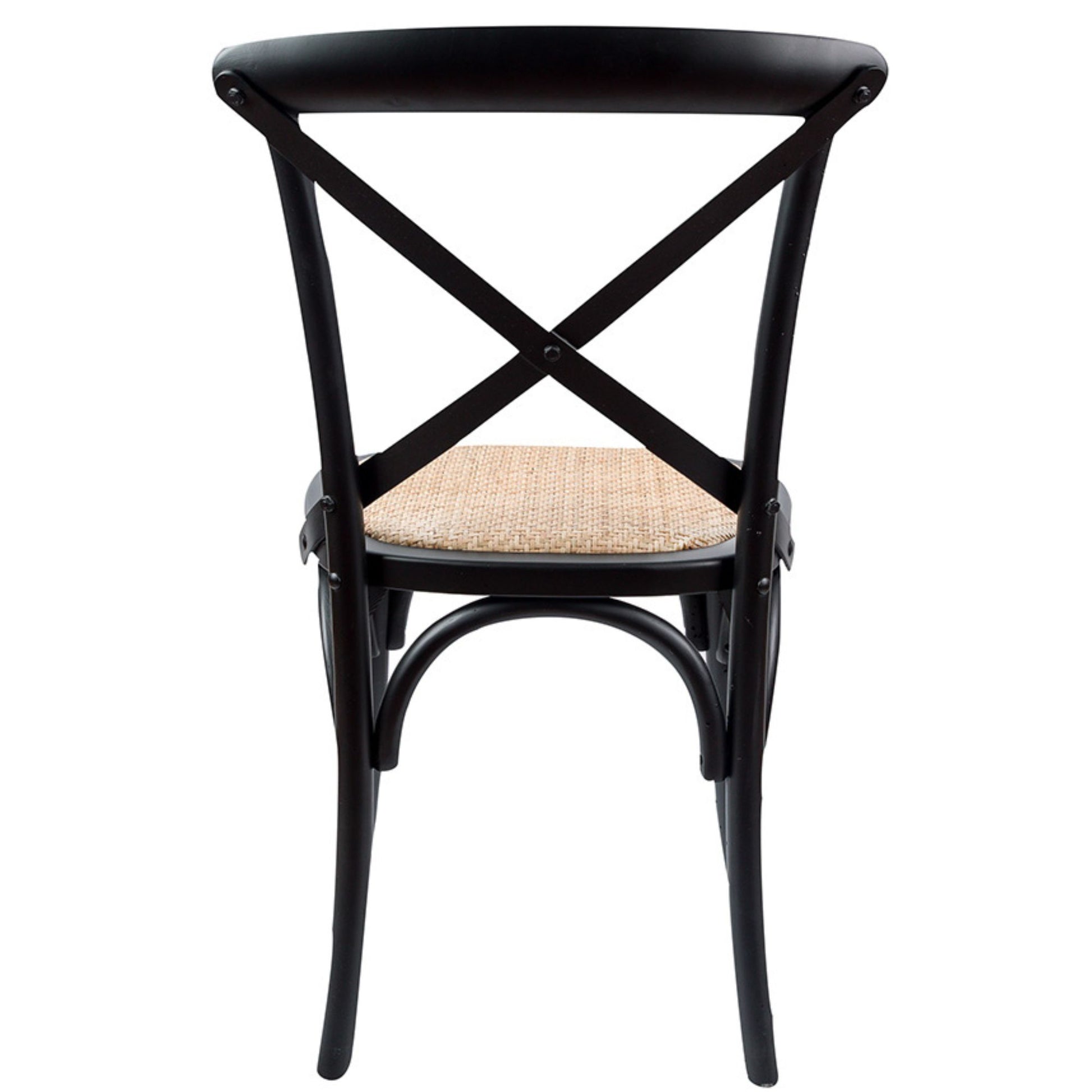 Aster Crossback Dining Chair Set of 4 Solid Birch Timber Wood Ratan Seat - Black - Cosy Abode