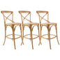 Aster 3pc Crossback Bar Stools Dining Chair Solid Birch Timber Rattan Seat - Oak - Cosy Abode