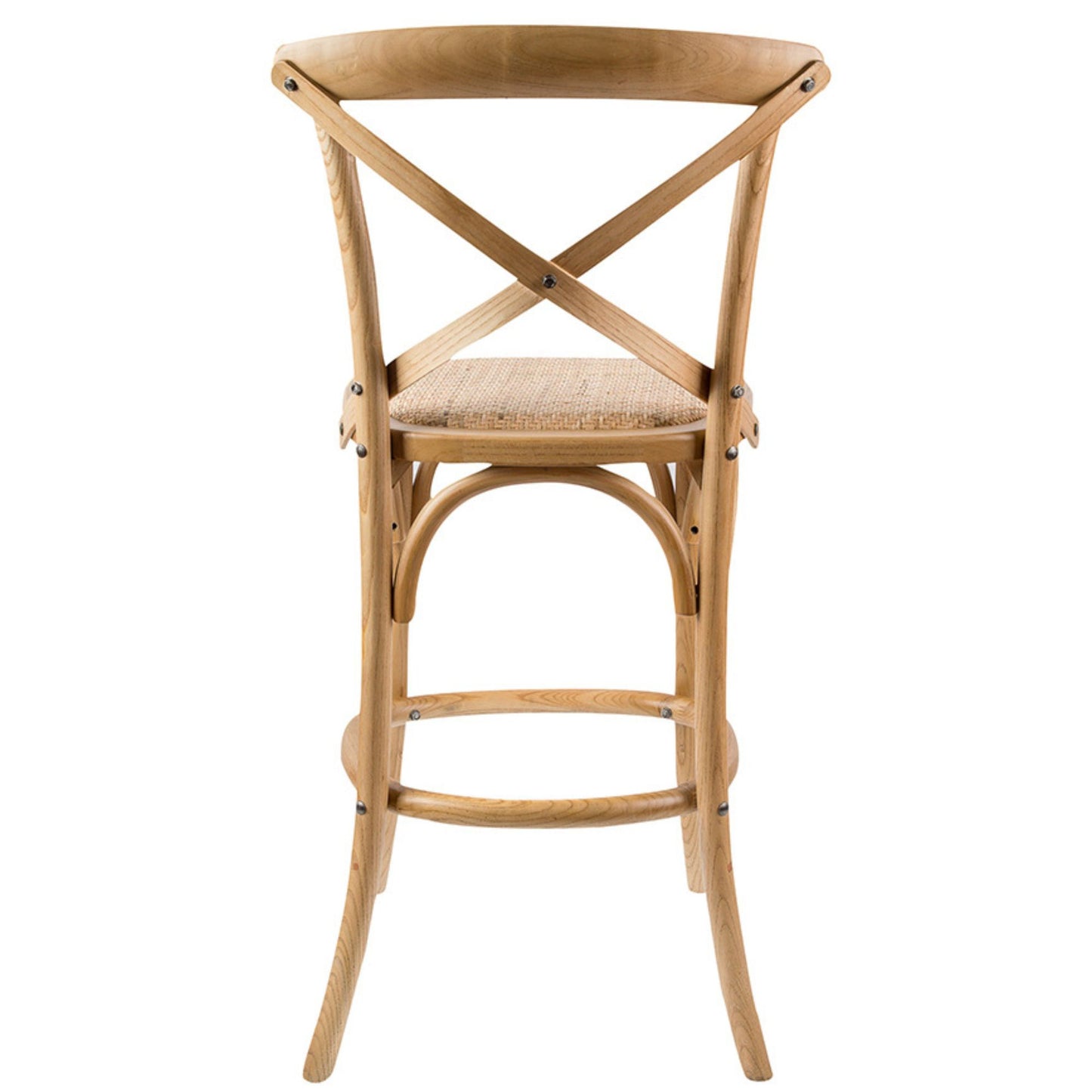 Aster 3pc Crossback Bar Stools Dining Chair Solid Birch Timber Rattan Seat - Oak - Cosy Abode