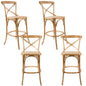 Aster 4pc Crossback Bar Stools Dining Chair Solid Birch Timber Rattan Seat - Oak - Cosy Abode