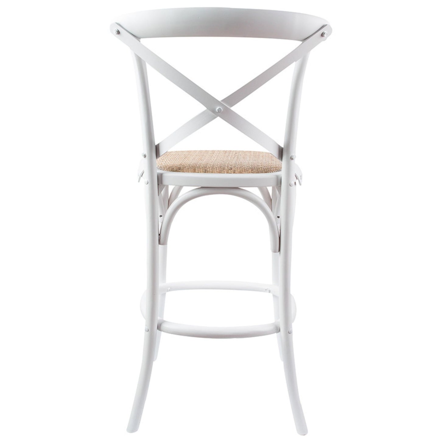 Aster 2pc Crossback Bar Stools Dining Chair Solid Birch Timber Rattan Seat White - Cosy Abode