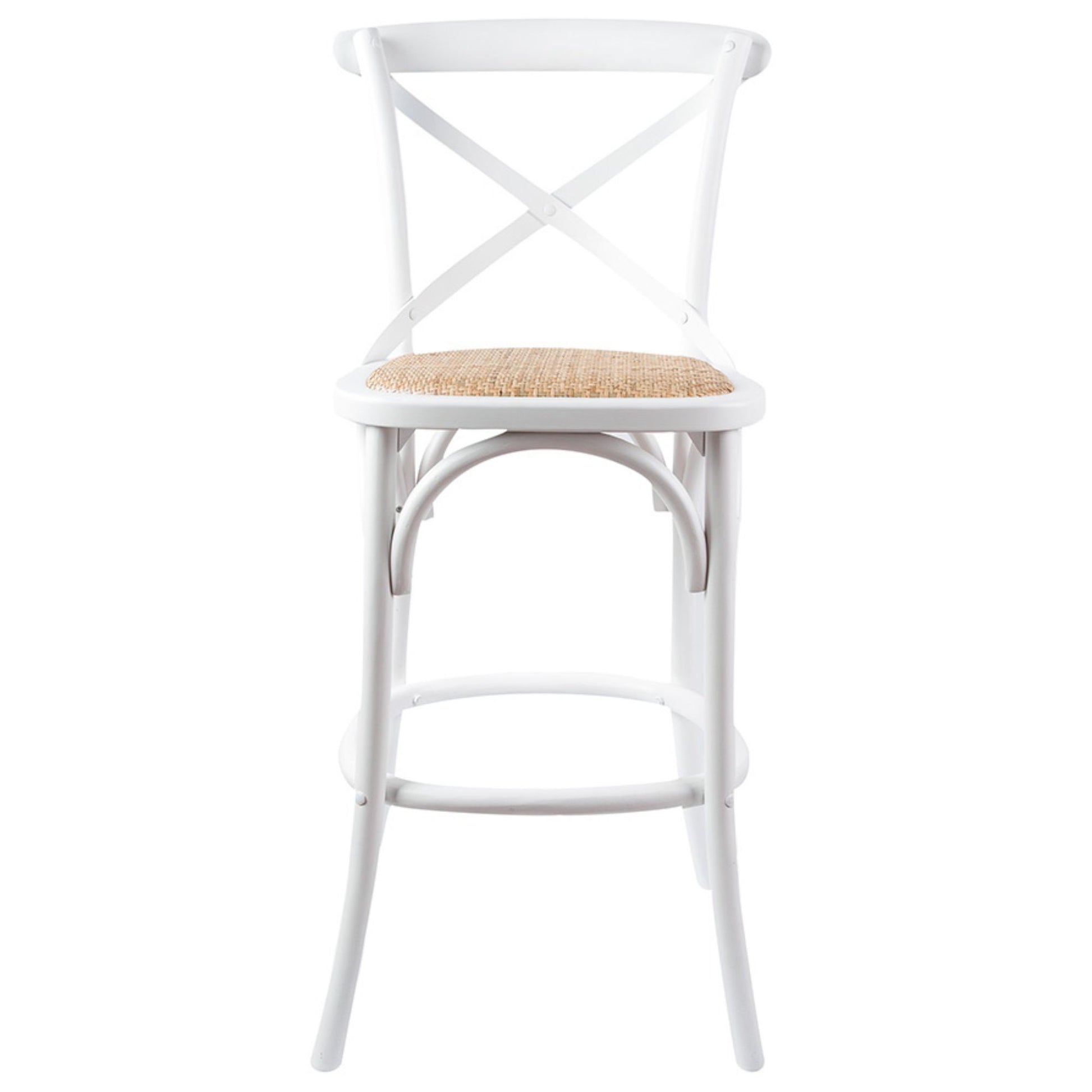 Aster 3pc Crossback Bar Stools Dining Chair Solid Birch Timber Rattan Seat White - Cosy Abode