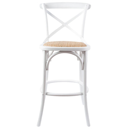 Aster 3pc Crossback Bar Stools Dining Chair Solid Birch Timber Rattan Seat White - Cosy Abode