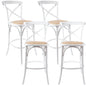 Aster 4pc Crossback Bar Stools Dining Chair Solid Birch Timber Rattan Seat White - Cosy Abode