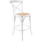 Aster Crossback Bar Stools Dining Chair Solid Birch Timber Rattan Seat - White - Cosy Abode