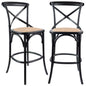 Aster 2pc Crossback Bar Stools Dining Chair Solid Birch Timber Rattan Seat Black - Cosy Abode