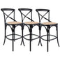 Aster 3pc Crossback Bar Stools Dining Chair Solid Birch Timber Rattan Seat Black - Cosy Abode