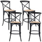 Aster 4pc Crossback Bar Stools Dining Chair Solid Birch Timber Rattan Seat Black - Cosy Abode