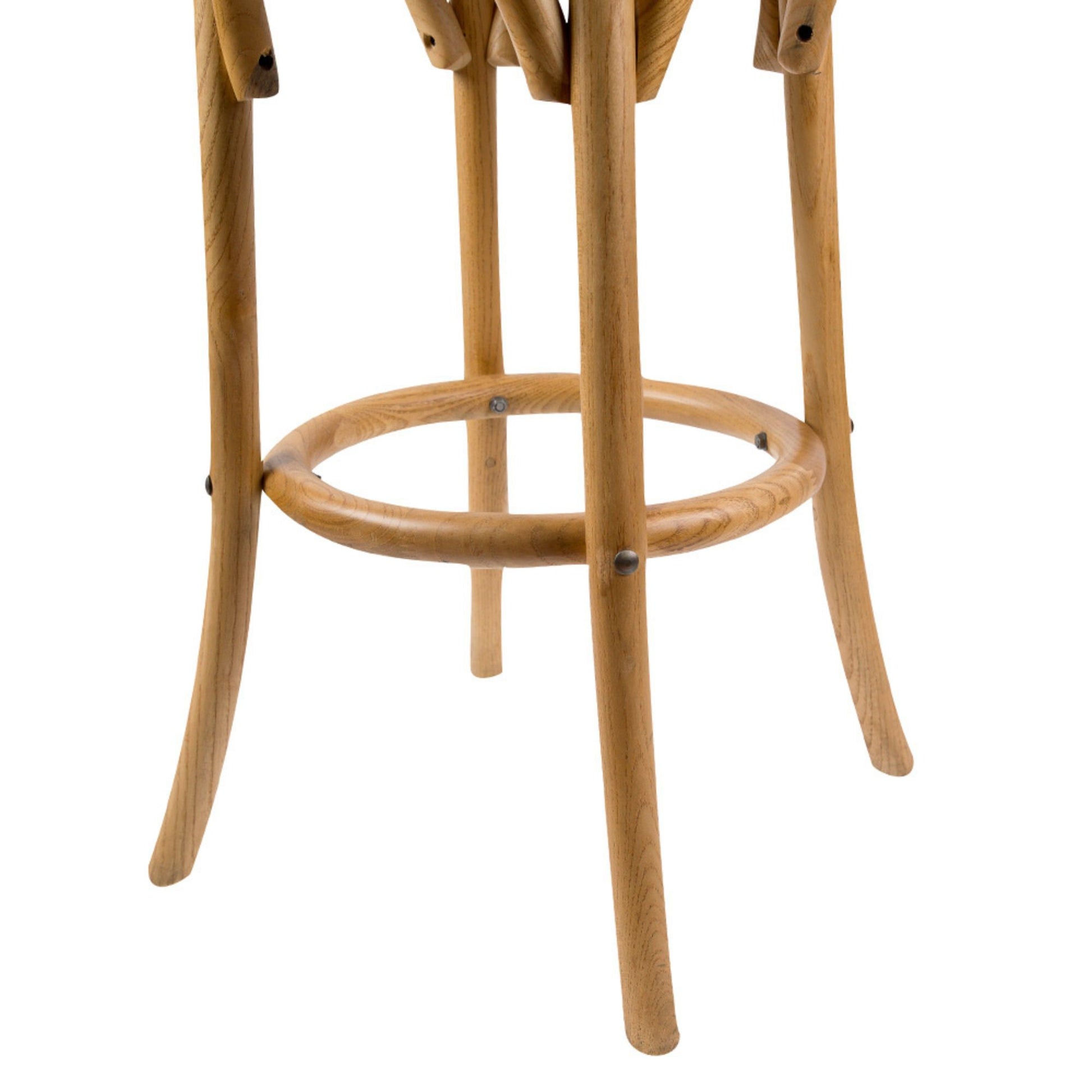 Aster 2pc Round Bar Stools Dining Stool Chair Solid Birch Timber Rattan Seat Oak - Cosy Abode
