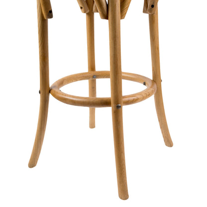 Aster 3pc Round Bar Stools Dining Stool Chair Solid Birch Wood Rattan Seat Oak - Cosy Abode