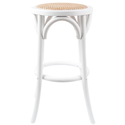 Aster 2pc Round Bar Stools Dining Stool Chair Solid Birch Wood Rattan Seat White - Cosy Abode