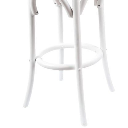 Aster 2pc Round Bar Stools Dining Stool Chair Solid Birch Wood Rattan Seat White - Cosy Abode