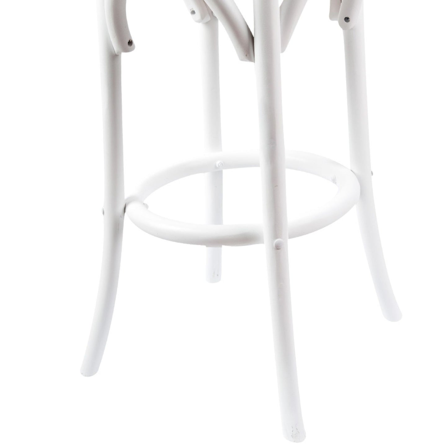 Aster 3pc Round Bar Stools Dining Stool Chair Solid Birch Wood Rattan Seat White - Cosy Abode