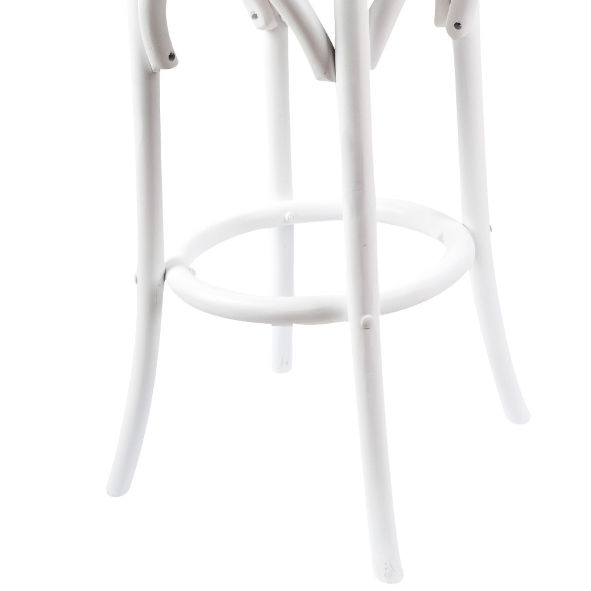 Aster 3pc Round Bar Stools Dining Stool Chair Solid Birch Wood Rattan Seat White - Cosy Abode