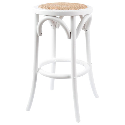 Aster Round Bar Stools Dining Stool Chair Solid Birch Timber Rattan Seat White - Cosy Abode